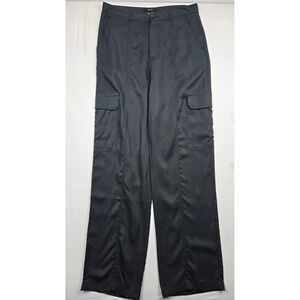 Forever 21 Womens Cargo Pants Large Black Straight Leg Utility Casual High Rise